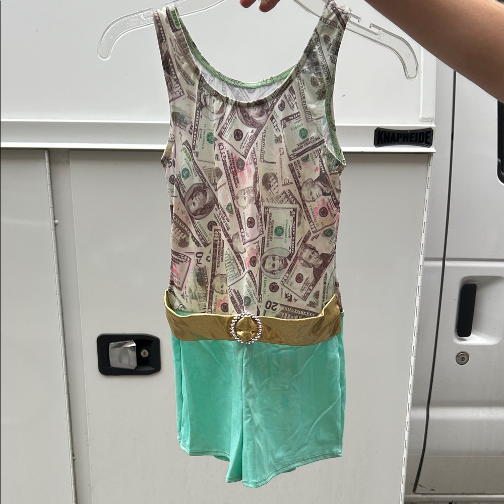 Money Print dance costume with Gold Belt